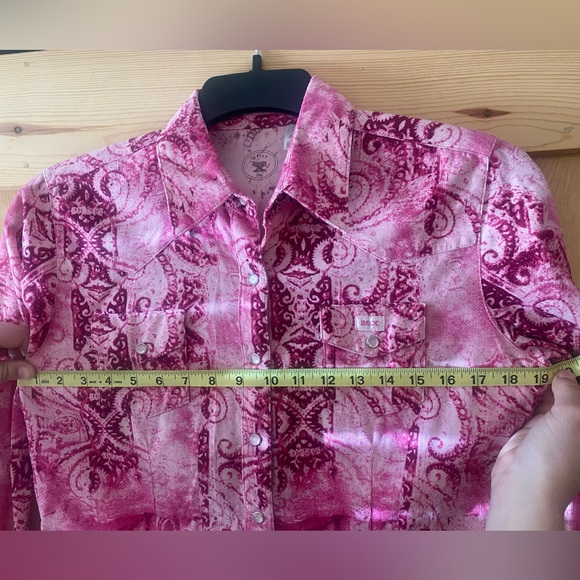 Wrangler Twenty-X Pink Paisley Pearl Snap Button-Up Shirt Size Small - Picture 5 of 6